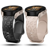 20mm Floral Engraved Silicone Band for Samsung Galaxy Watch 6 4/5 Band 40mm 44mm/Watch 3 41mm/Active 2/Watch 4 Classic 42mm 46mm