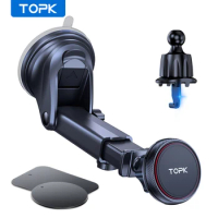 TOPK Universal Car Holder For Mobile Phone Holder Stand in Car Mount Phone Holder For Car 360 Degree Magnetic Car Phone Holder