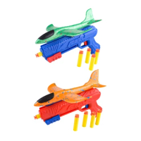 Children Foam Plane Launch Toy Outdoor Catapult Guns Range Airplanes Shooting Roundabouts Sports Toy Boy Birthday Gift