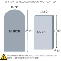 Recessed Or Surface Mount Medicine Cabinet With Mirror -16" X 27" Bathroom Organizer Furniture Home