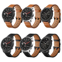 Brown Black Leather Watchband for Huami Amazfit GTR 47mm 42mm Wrist strap For Amazfit Stratos 3 2 2S /Amazfit Pace Band Bracelet