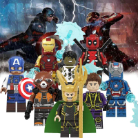 Bộ 8 mô hình mini Người Nhện (Iron Man), Deadpool, Huyết Quái, Siêu Anh Hùng, Loki, Iron Patriot và 