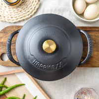 21cm Uncoated Stew Pot Cast Iron Soup Pot Clay Pot Enamel Pot Multifunctional Household Low Pressure Cooking Pots