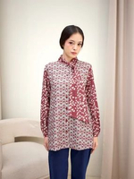 Ederra Piper Top / Atasan Wanita / Atasan Motif L/XL Oxblood Red