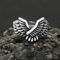 Punk Fashion 316L Stainless Steel Freedom Angel Wing Rings For Men Women Party Charm Biker Jewelry Gifts Dropshipping