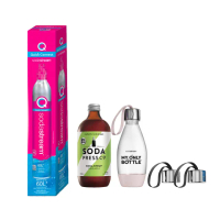 【Sodastream】超齊全配件組(快扣全新鋼瓶x1 送好好帶水瓶x1+瓶蓋+蘋果糖漿)