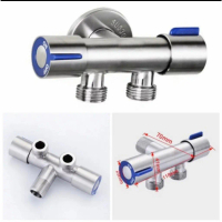 Stop kran cabang double stainless 304 minimalis 2B keran air shower kloset bidet closet sus304 keran