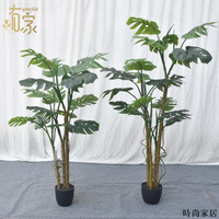 免運 附發票 工廠直銷 仿真樹 仿真擺件 綠植外貿大型落地仿真綠植龜背竹盆栽家居櫥窗擺件仿真植物龜背樹假樹WW0720