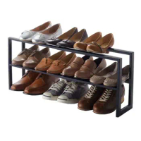 Adjustable Steel Expandable Shoe Rack 10-12 Pairs Home Organizer Solution Tiered Shelf Small Spaces Yamazaki Inspired Collection