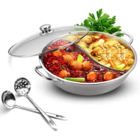 Stainless Steel Hot Plate Cookware Set Ramen Cooker, Hot Pot Soup Base Korean BBQ Multi Cooker Stainless Steel Pot Set
