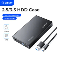 ORICO 3.5 inch External Hard Drive Enclosure SATA to USB 3.0 HDD Case with 12V/2A Power Adapter Support UASP Tool free