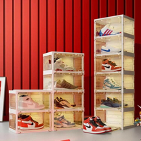 『 Tour wood』螞蟻盒子鞋盒可摺疊智能聲控球鞋鞋櫃透明鞋子收納盒輕奢發光鞋架