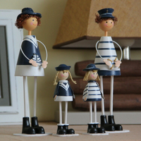 海軍一家四口鐵皮娃娃吊腳娃娃擺件 地中海創意家居裝飾結婚禮物