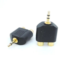 Gold plated 3pole Stereo 3.5mm AUX male to 2 RCA Female Audio Adapter Splitter Connector for pc Speaker Earphone Headphone t1