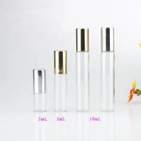 3ml 5ml 10ml Clear Glass Essential Oil Roller Bottles with Glass Roller Balls Perfumes Lip Balms Glass Roll On Bottle F20171293