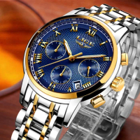 LIGE Luxury Luminous Watch For Men Waterproof Stainless Steel Analogue Wrist Watch Chronograph Date Quartz Watch Reloj Hombre