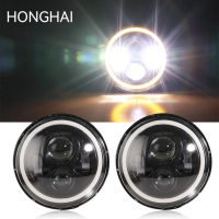 1PC Lampu Projector LED Day-maker Harl-ey 7 inchJeep 4 LED Depan Hi Lo Sein 2 LAMPU DAY-MAKER BULAT