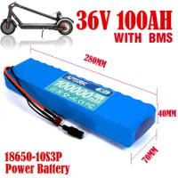 36V100Ah 10S3P 18650 Lithium Battery Pack 600W 42V for Xiaomi M365 Pro Ebike Bicycle Scooter Inside with 20A BMS XT60 and T PLUG