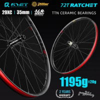 RYET 29er Carbon MTB Wheelset Light 1195g Ceramic Tubless Clincher Disc 72T Ratchet Hub Bicycle Wheels Cycling Rim Accessories