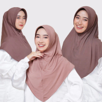 Syamilah - Hamidah (L) Hijab Instan Bergo Pet Bahan Jersey Pet Antem  Tebal Muslim