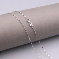 New Pure Solid 18K White Gold Necklace 1.1mm Link Chain Necklace 15.74"’L