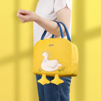 Little Yellow Duck Bag Cute Cartoon Lunch Bag Handbag Storage Insulation Bag Canvas Lunch Box Bag cool box delivery bag