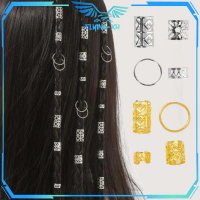Cincin Jepit Rambut 80Pcs Cincin Rambut Klip Desain Retro Bohemian T Ring Hijab Jepit Braid Ring Hij