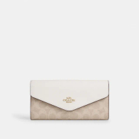 【COACH】蔻馳官方直營 經典Logo信封型皮夾-IM/沙黃色/粉筆白色(CX160)