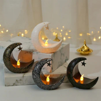 Middle East Style Star Moon LED Electronic Candle Holder Modern Romantic Christmas Home Wedding Decoration Candlestick