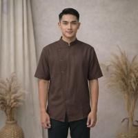 Kemeja Koko Pria Lengan Pendek Modern Model Cheongsam