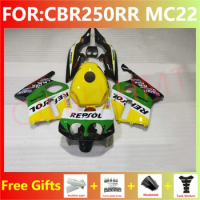 Motorcycle Fairings Kits fit for Cbr250rr 1990 - 1994 NC22 CBR 250 RR MC22 CBR250 RR 1993 Full Bodywork Fairing set yellow green