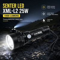 TaffLED Senter LED XML-L2 USB Rechargeable Long Range 25W 1000 Lumens - XML-L2 Without Battery Hitam