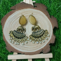 Elephant Mehandi Base oxidized Earings