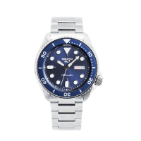 【SEIKO 精工】5 Sports系列 銀框 藍面 不鏽鋼錶帶 自動上鍊機械錶 男錶(SRPD51)