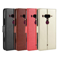免運~適用于HTC U12+手機殼U12 Plus保護套u12P翻蓋瘋馬紋錢包皮套防摔