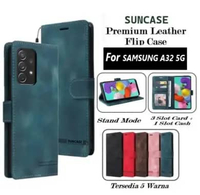 SUNCASE samsung A32 5G cover hp model dompet multi fungsi flip case wallet leather SUNCASE BLACK