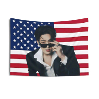Ateez Members American Flag Kpop Tapestry, Ateez Merch, Gift Ideas for Fangirls Fanboys, Birthday Gi