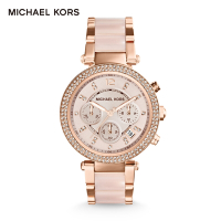 Michael Kors Parker 優雅迷人三眼計女錶 玫瑰金不鏽鋼錶帶39MM MK5896