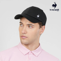 【LE COQ SPORTIF 公雞】高爾夫系列 男款黑色壓紋透氣款可調節棒球帽 QGT0K121