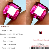 Natural Pink Rhodolite Garnet 1.56ct 6,5x6,5mm GLI Certified
