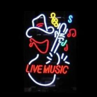 Live Music Guitar Play Concert Play Neon Sign Handmade Real Glass Tube Bar Store Party Aesthetic Room Deco Display Light 20"X24"