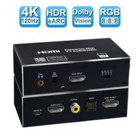 2024 Best eARC HDMI 2.0 Audio Extractor 4K 120Hz RGB8:8:8 HDR HDMI Audio Converter 4K HDMI to Optical TOSLINK SPDIF 7.1