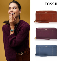 FOSSIL Jori 真皮手環帶拉鍊式RFID防盜長夾 (多色可選)