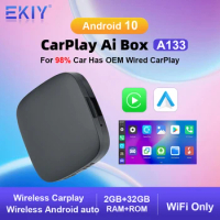EKIY CarPlay Ai Tv Box A133 4 Core 2+32GB Android 10.0 Support Netflix YouTube Wireless Android Auto For Wired Carplay Cars