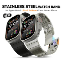 Stainless Steel Strap For Apple Watch Band 49mm 45 44 42mm Metal Magnetic Link Bracelet For iWatch Series Ultra 2 8 7 6 SE Band