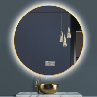 北歐洗手衛生間壁掛LED發光燈鏡圓形帶燈廁所鏡子智能防霧浴室鏡