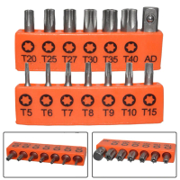 ชุดดอกไขควง Torx, 14 ชิ้น, 25 มม., มีรู, เหมาะสำหรับดอกไขควงไฟฟ้า T5-T40