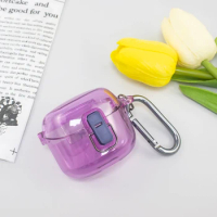 Earphone Case Anti-drop Hard PC Shell Clear Case Cover Protective Sleeve with Carabiner for JBL Tune Flex 2023 Wireless Earbuds