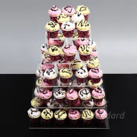 5 Tier Square Acrylic Cupcake Stand, 5 Tier Wedding Cupcake Stand Tools Cake Decoration