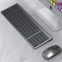 ชุดคีย์บอร์ดและเมาส์ Bluetooth-Compatible Slim USB Keyboard Mouse Combo สำหรับ Mac Android PC แล็ปท็